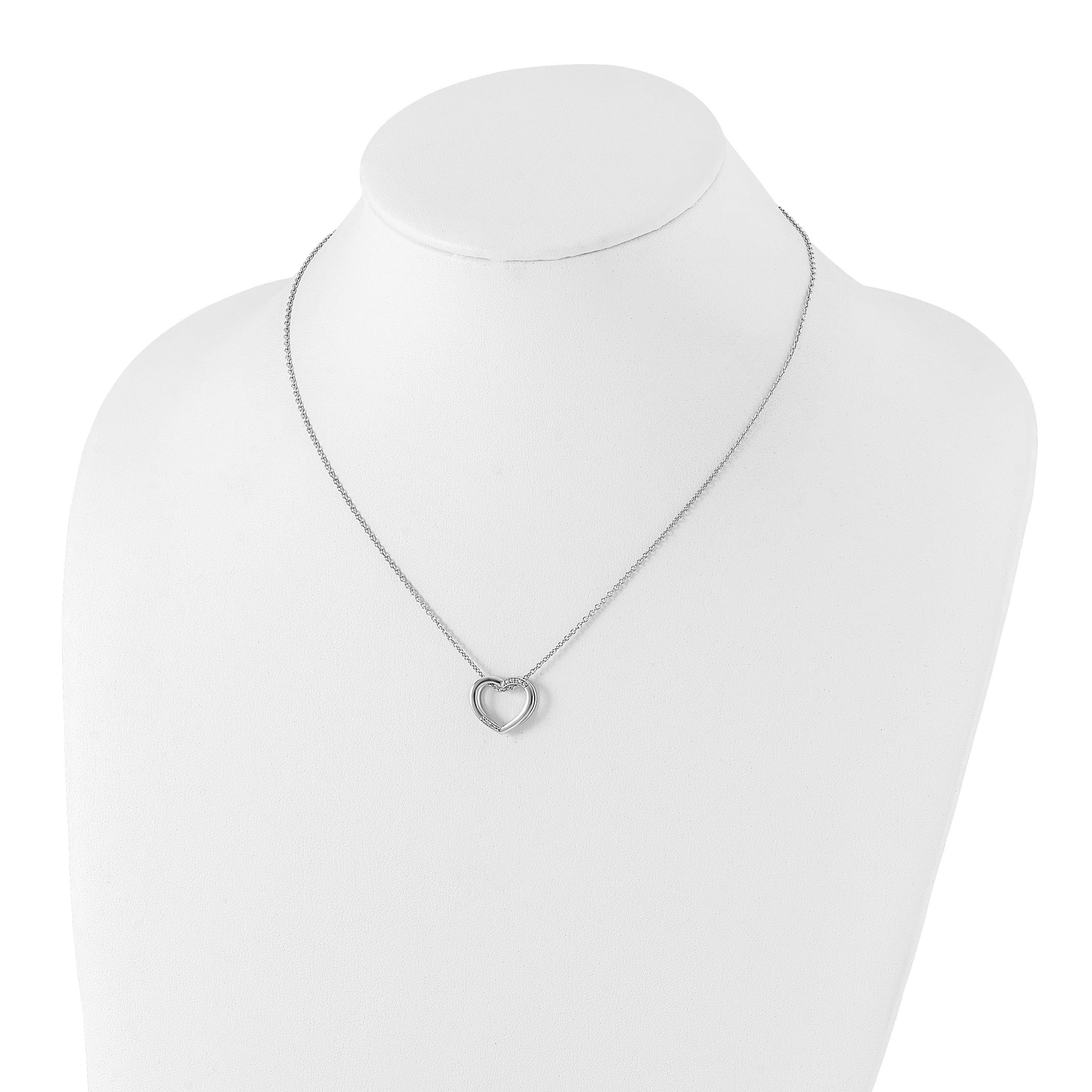 White Ice Sterling Silver Rhodium-plated 18 Inch Diamond Open Heart Necklace with 2 Inch Extender