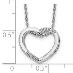 White Ice Sterling Silver Rhodium-plated 18 Inch Diamond Open Heart Necklace with 2 Inch Extender