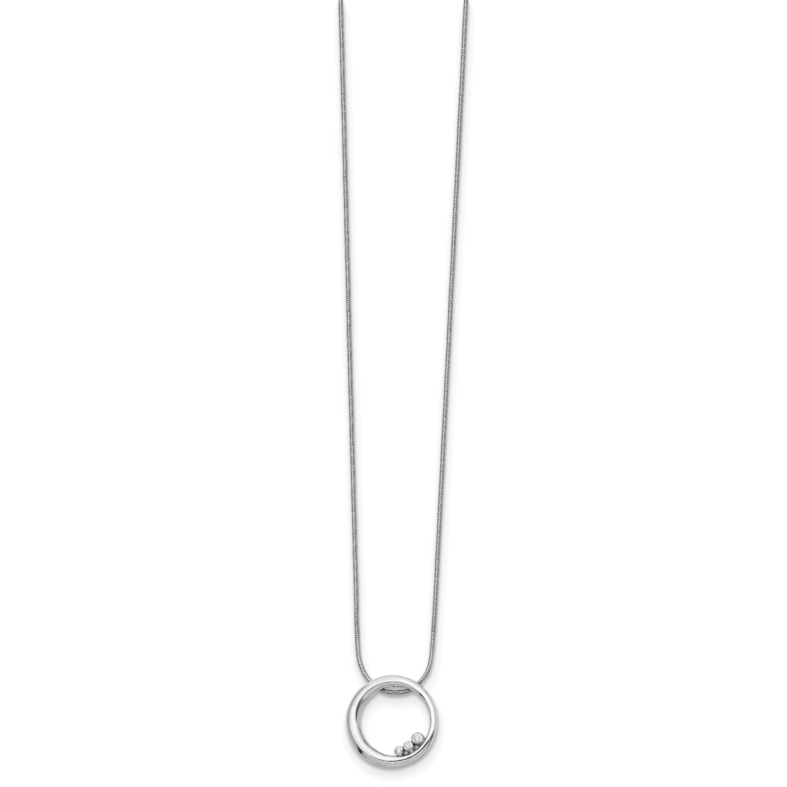 White Ice Sterling Silver Diamond Circle Necklace with Rhodium Finish