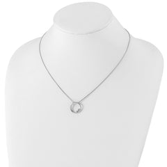 White Ice Sterling Silver Diamond Circle Necklace with Rhodium Finish