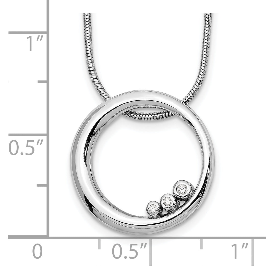 White Ice Sterling Silver Diamond Circle Necklace with Rhodium Finish