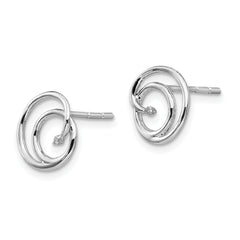 White Ice Sterling Silver Rhodium-plated Diamond Swirl Post Earrings