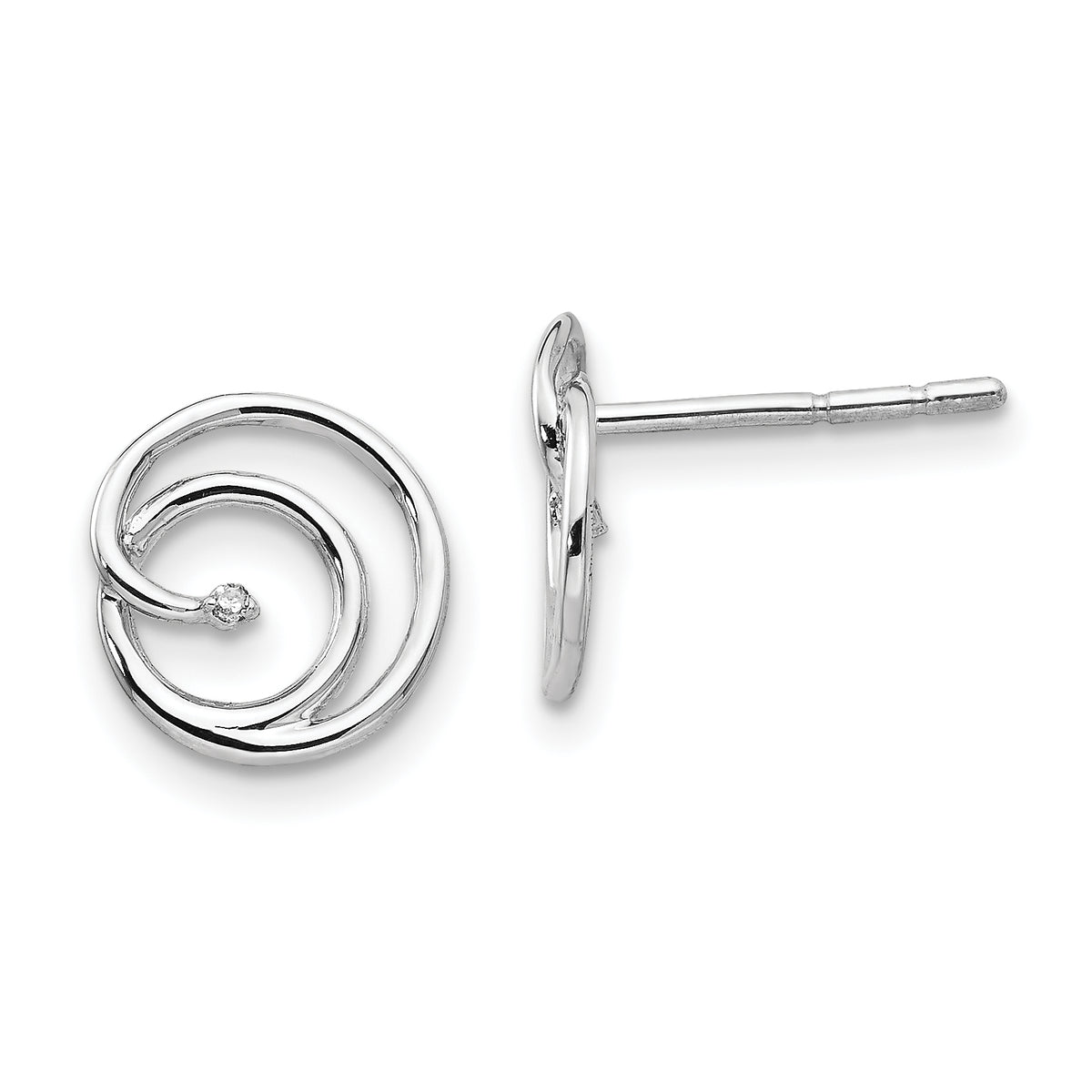 White Ice Sterling Silver Rhodium-plated Diamond Swirl Post Earrings