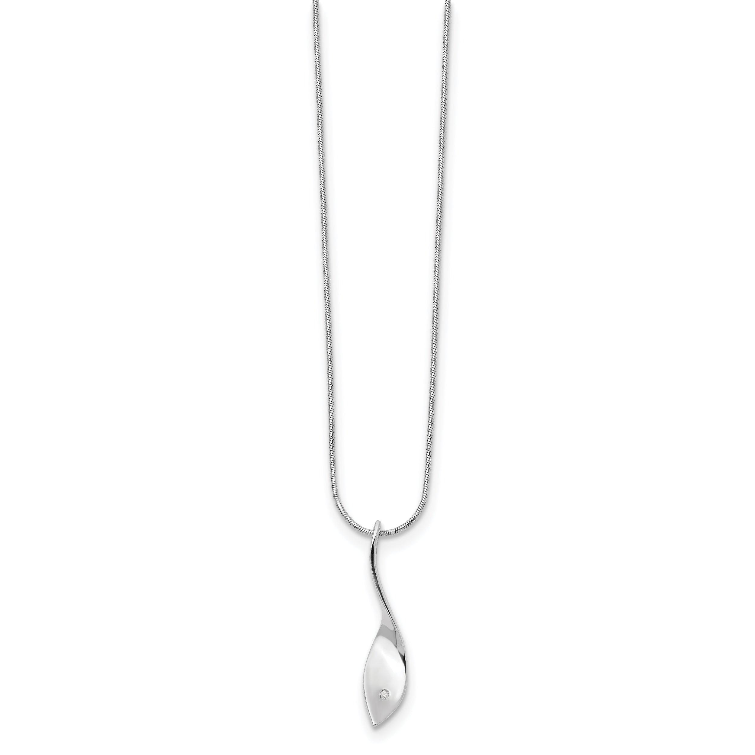 White Ice Sterling Silver Rhodium-plated 18 Inch Diamond Twisted Pendant Necklace with 2 Inch Extender