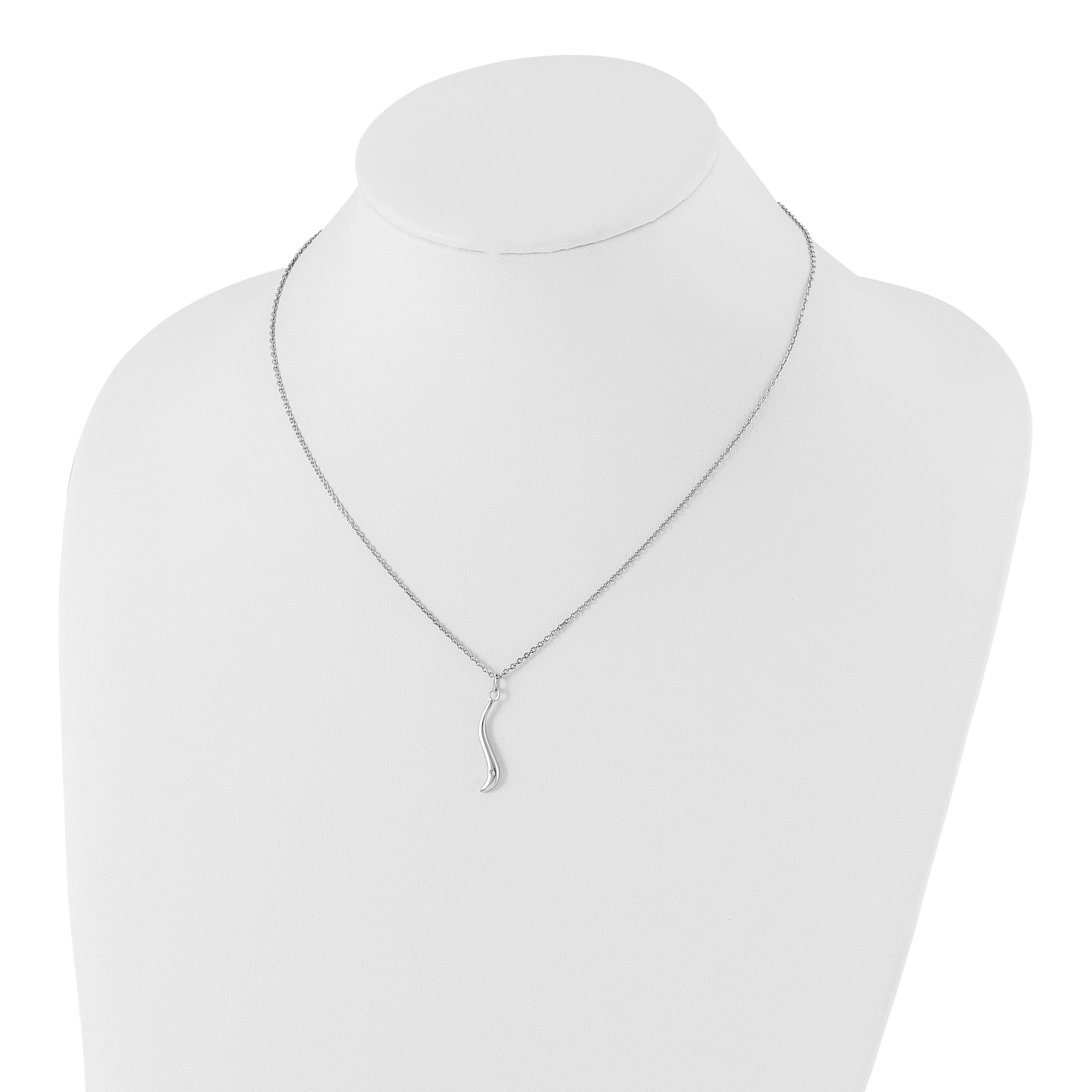 Sophia Jewelers Rhodium-Plated Sterling Silver Diamond Swirl Necklace Gift Ready