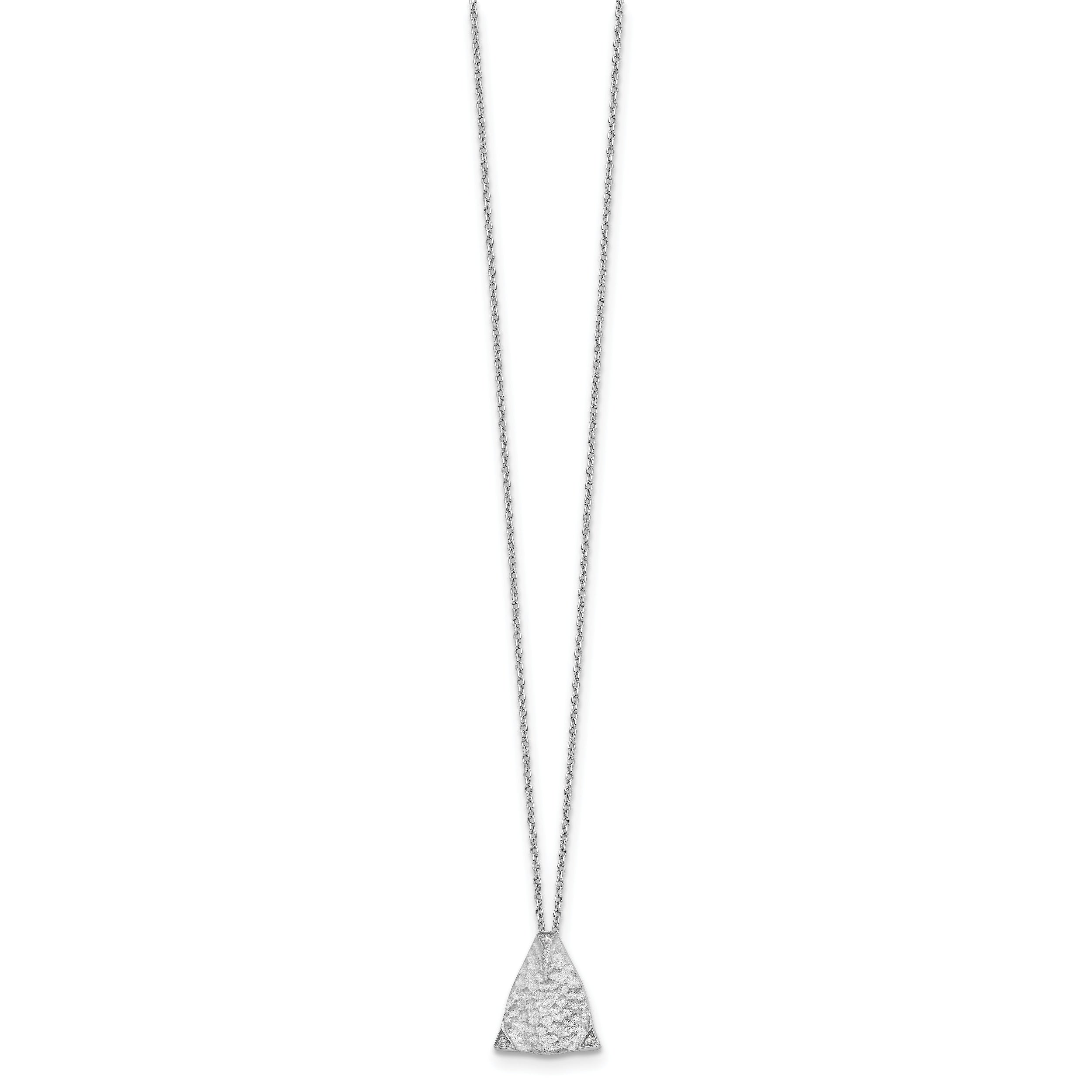 White Ice Sterling Silver Diamond Triangle Necklace with Extender