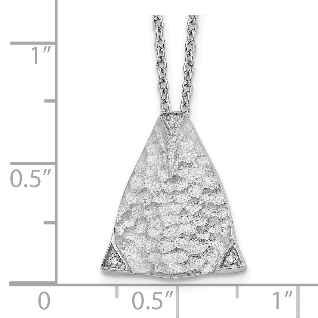 White Ice Sterling Silver Diamond Triangle Necklace with Extender