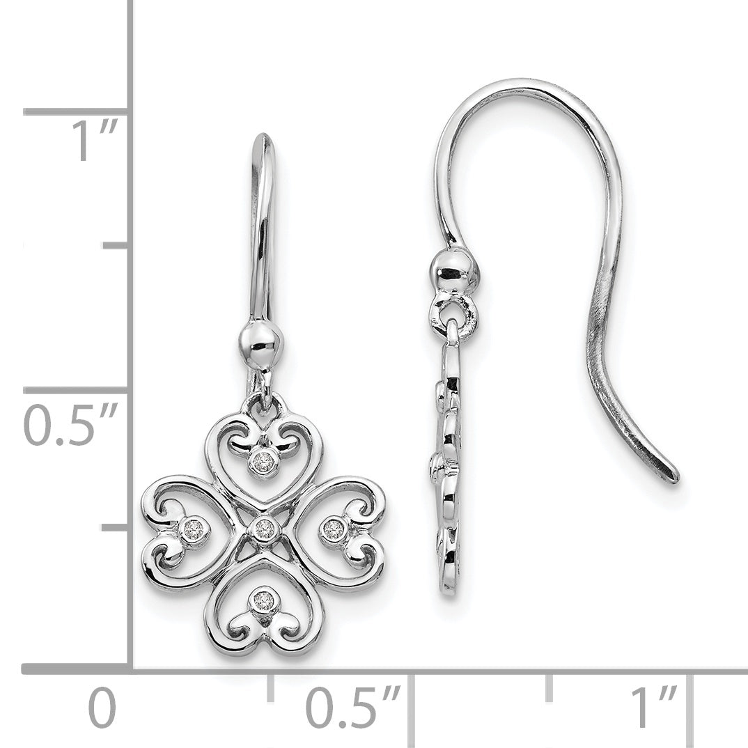 White Ice Sterling Silver Rhodium-plated Diamond Shepherd Hook Dangle Earrings