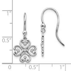 White Ice Sterling Silver Rhodium-plated Diamond Shepherd Hook Dangle Earrings