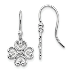 White Ice Sterling Silver Rhodium-plated Diamond Shepherd Hook Dangle Earrings