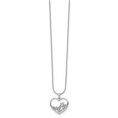 White Ice Sterling Silver Rhodium-plated Diamond 18 Inch Heart with Flower Center Necklace with 2 Inch Extender