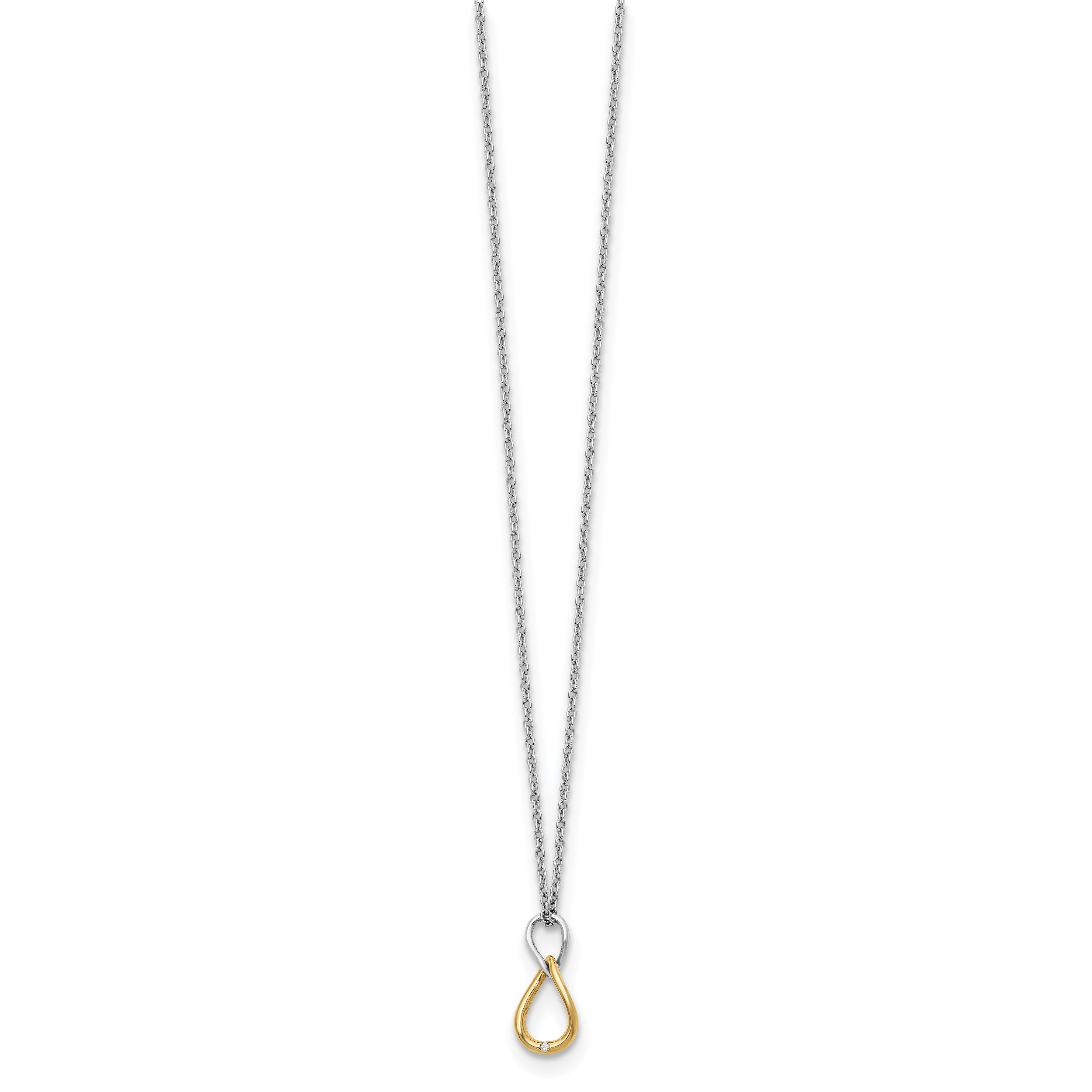 White Ice Sterling Silver Rhodium-plated Gold-tone 18 Inch Diamond Necklace with 2 Inch Extender