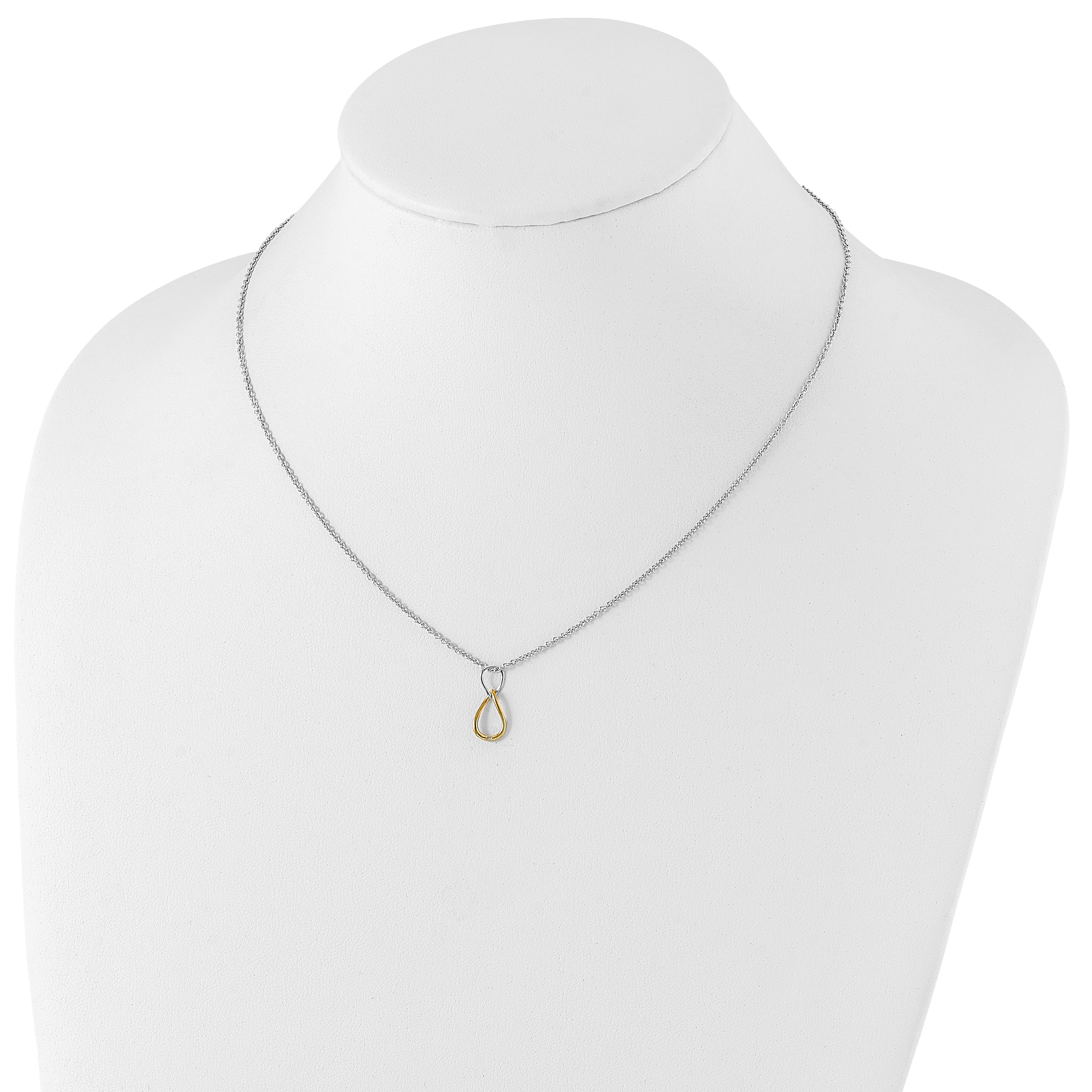 White Ice Sterling Silver Rhodium-plated Gold-tone 18 Inch Diamond Necklace with 2 Inch Extender