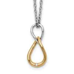 White Ice Sterling Silver Rhodium-plated Gold-tone 18 Inch Diamond Necklace with 2 Inch Extender