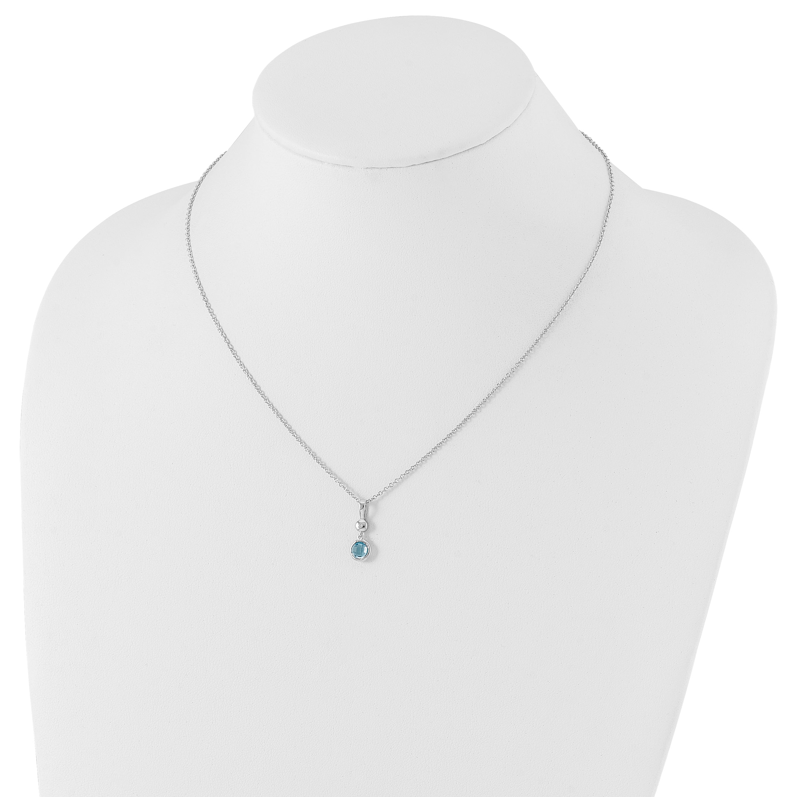 White Ice Sterling Silver Rhodium-plated 18 Inch Blue Topaz and Diamond Necklace with 2 Inch Extender