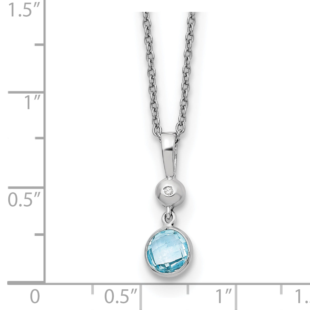 White Ice Sterling Silver Rhodium-plated 18 Inch Blue Topaz and Diamond Necklace with 2 Inch Extender