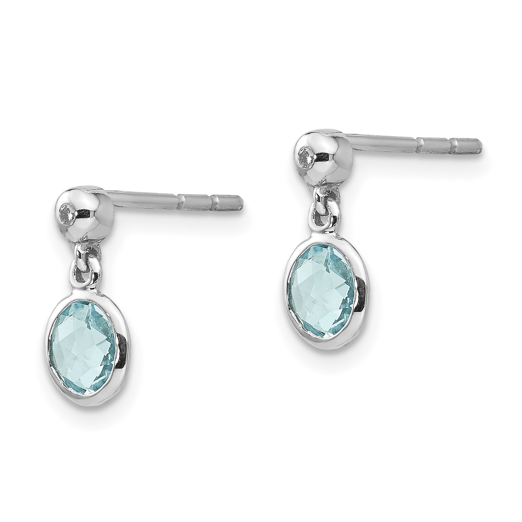 Sophia Jewelers Sterling Silver Blue Topaz Diamond Dangle Earrings