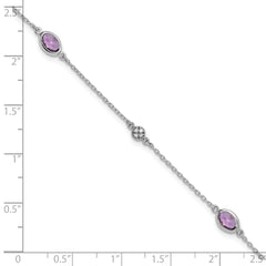 White Ice Sterling Silver Rhodium-plated 7.5 Inch Amethyst and Diamond  Bracelet with 1.25 Inch Extender