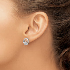 Sophia Jewelers: Sterling Silver Blue Topaz Diamond Earrings Gift Ready