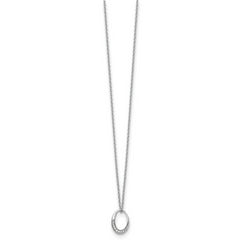 White Ice Sterling Silver Rhodium-plated 18 Inch Diamond Open Oval Necklace with 2 Inch Extender