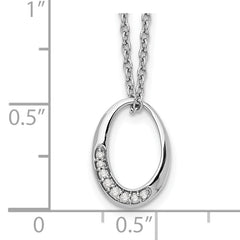 White Ice Sterling Silver Rhodium-plated 18 Inch Diamond Open Oval Necklace with 2 Inch Extender