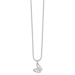 White Ice Sterling Silver Rhodium-plated 18 Inch Diamond Butterfly Necklace  with 2 Inch Extender