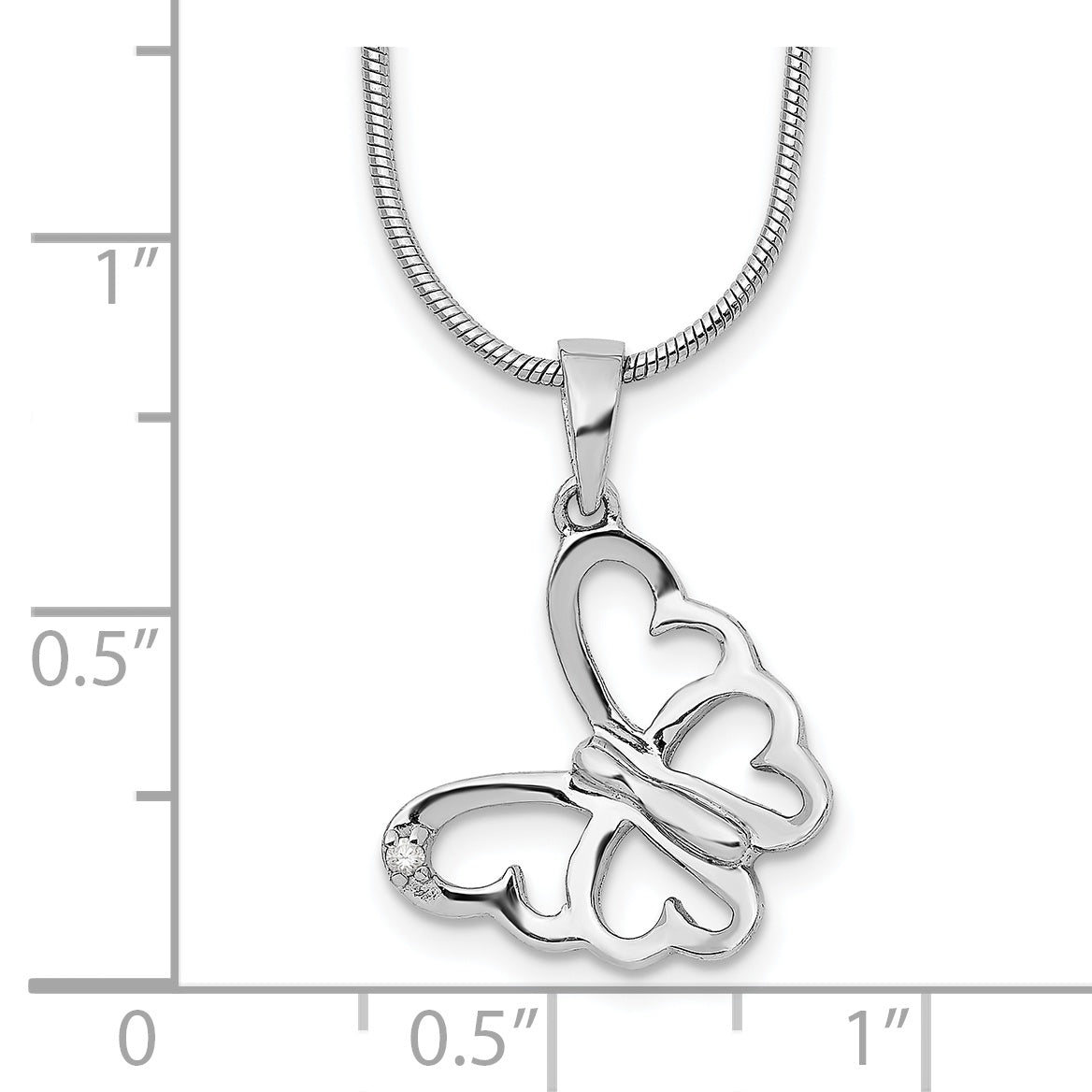 White Ice Sterling Silver Rhodium-plated 18 Inch Diamond Butterfly Necklace  with 2 Inch Extender