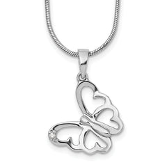 White Ice Sterling Silver Rhodium-plated 18 Inch Diamond Butterfly Necklace  with 2 Inch Extender