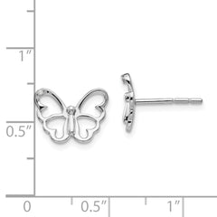 White Ice Sterling Silver Rhodium-plated Diamond Butterfly Post Earrings