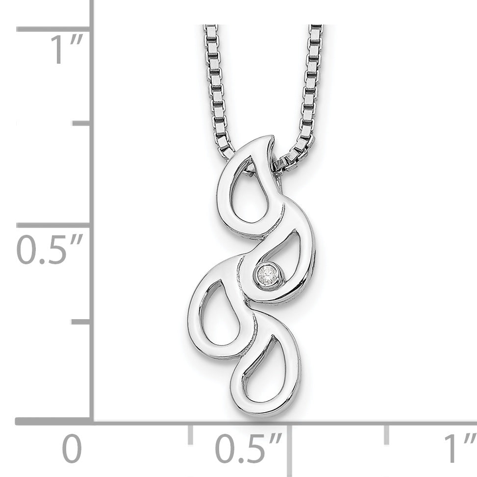 White Ice Sterling Silver Rhodium-plated 18 Inch Diamond Raindrop Slide Necklace