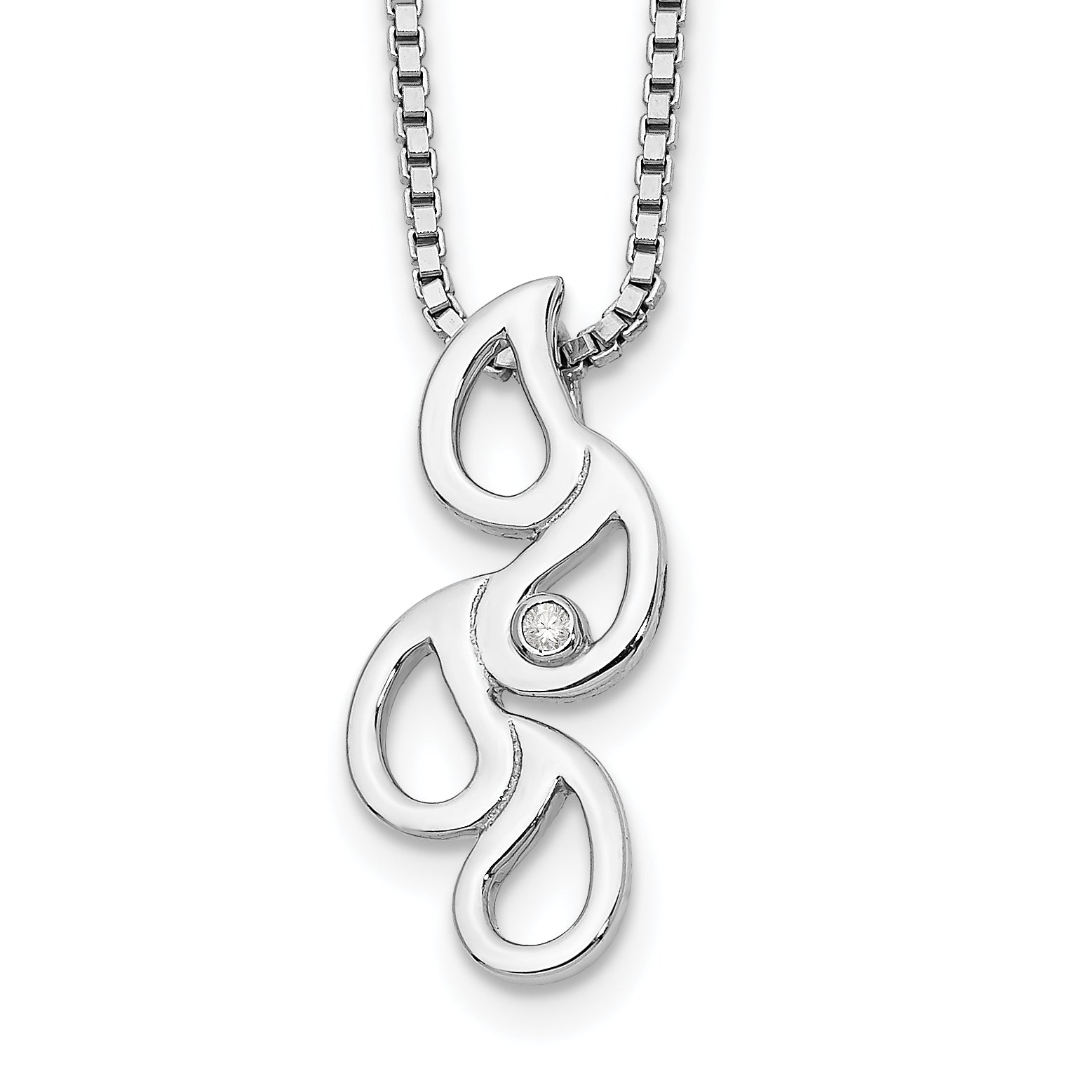 White Ice Sterling Silver Rhodium-plated 18 Inch Diamond Raindrop Slide Necklace