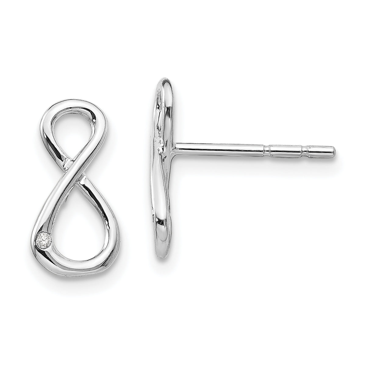 White Ice Sterling Silver Rhodium-plated Diamond Infinity Symbol Post Earrings