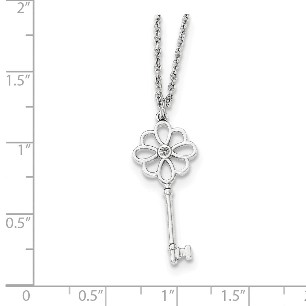 Sophia Jewelers Sterling Silver 18 Diamond Key Necklace Gift Ready