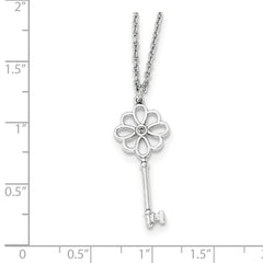 Sophia Jewelers Sterling Silver 18 Diamond Key Necklace Gift Ready