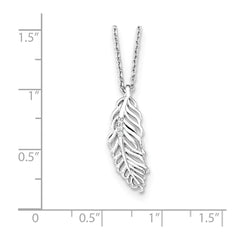 Sophia Jewelers Sterling Silver Diamond Feather Necklace with Rhodium Finish