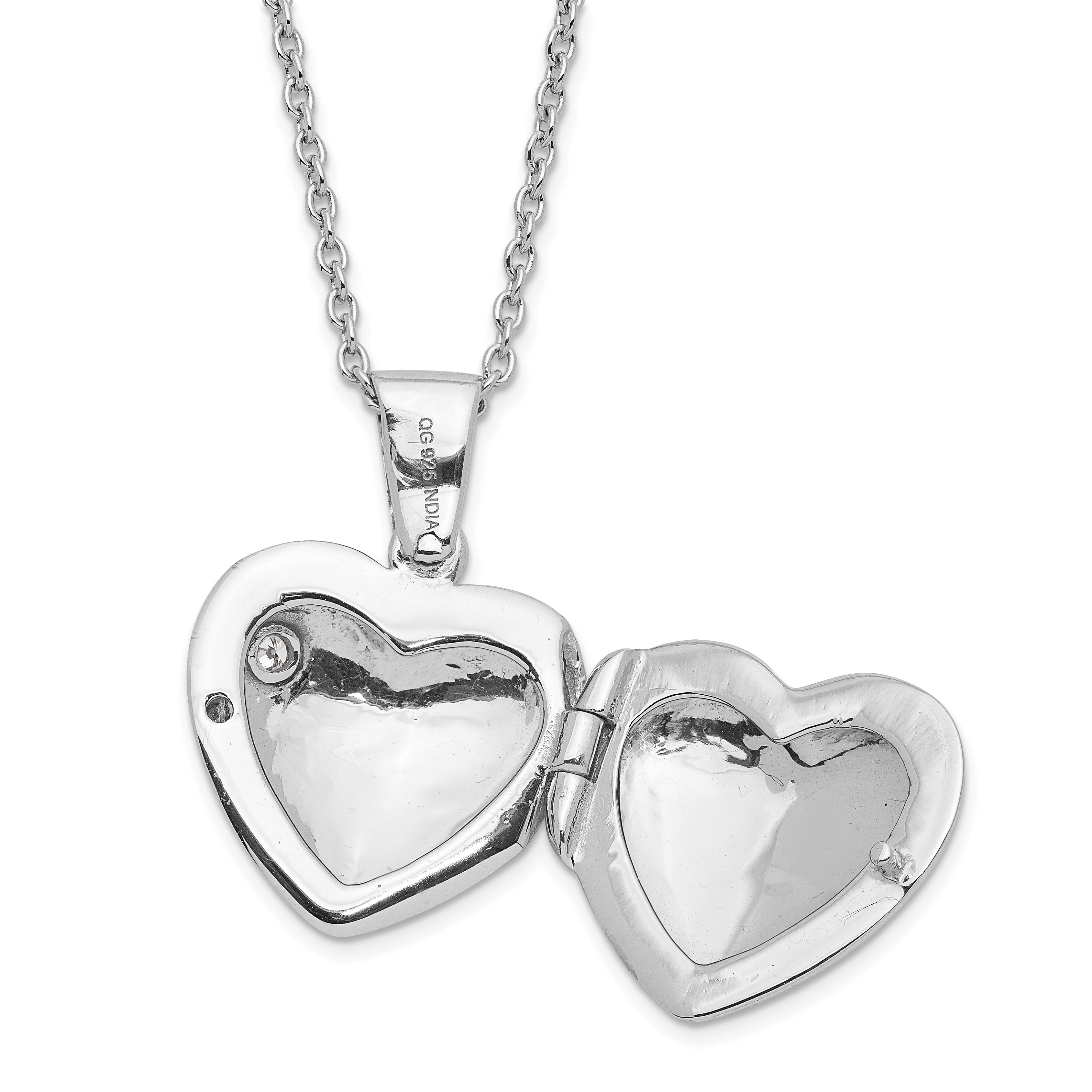 White Ice Sterling Silver Rhodium-plated 18 Inch Diamond Heart Locket Necklace with 2 Inch Extender