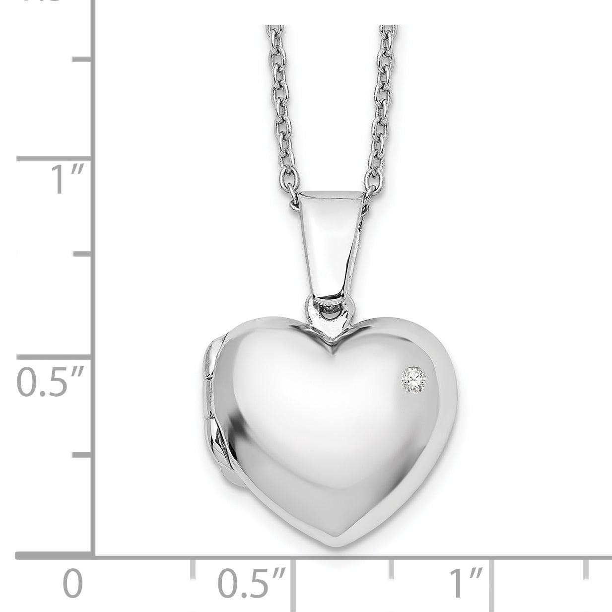 White Ice Sterling Silver Rhodium-plated 18 Inch Diamond Heart Locket Necklace with 2 Inch Extender