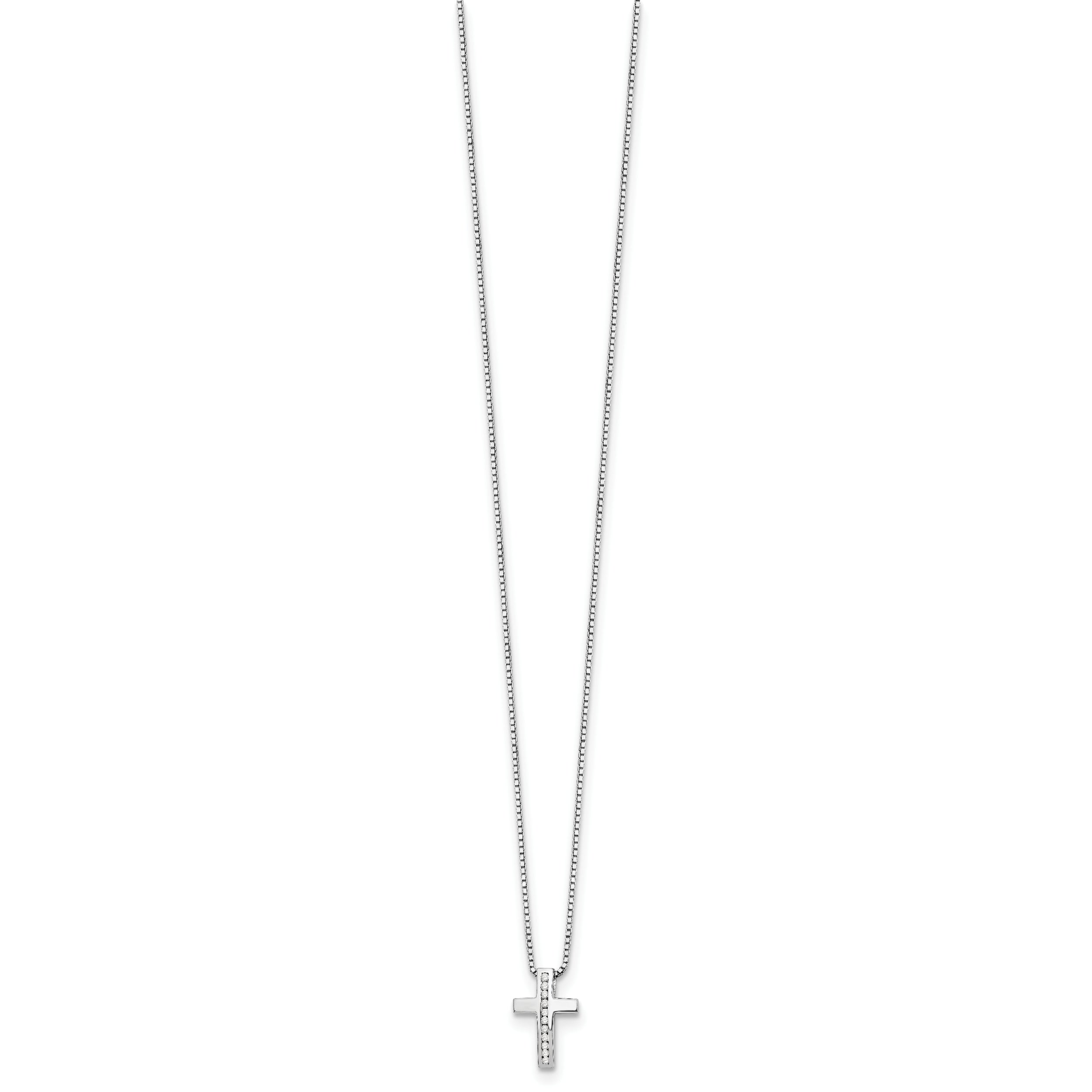 White Ice Sterling Silver Rhodium-plated 18 Inch Diamond Cross Slide Pendant Necklace with 2 Inch Extender