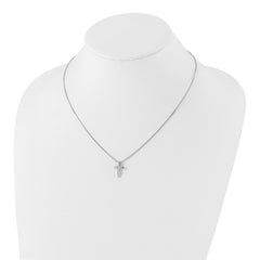 White Ice Sterling Silver Rhodium-plated 18 Inch Diamond Cross Slide Pendant Necklace with 2 Inch Extender