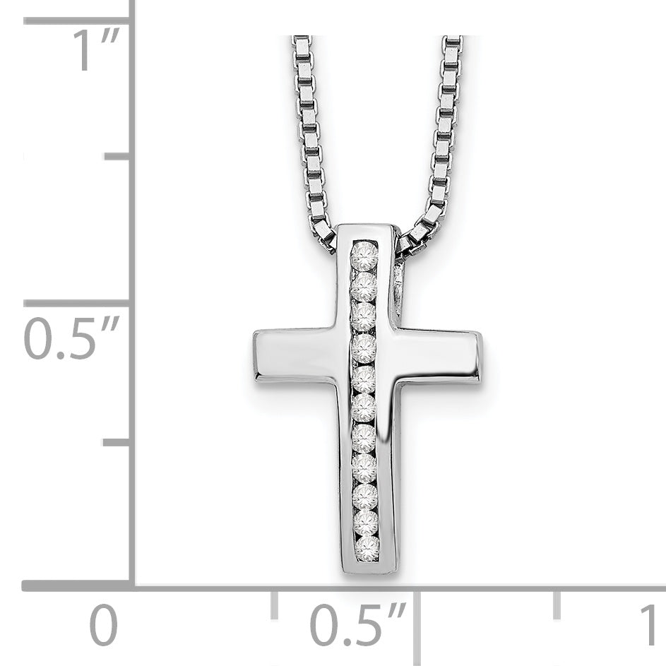 White Ice Sterling Silver Rhodium-plated 18 Inch Diamond Cross Slide Pendant Necklace with 2 Inch Extender