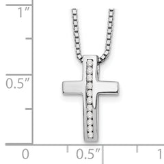 White Ice Sterling Silver Rhodium-plated 18 Inch Diamond Cross Slide Pendant Necklace with 2 Inch Extender