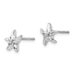 White Ice Sterling Silver Rhodium-plated Diamond Starfish Post Earrings