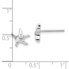 White Ice Sterling Silver Rhodium-plated Diamond Starfish Post Earrings