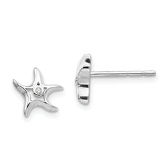 White Ice Sterling Silver Rhodium-plated Diamond Starfish Post Earrings