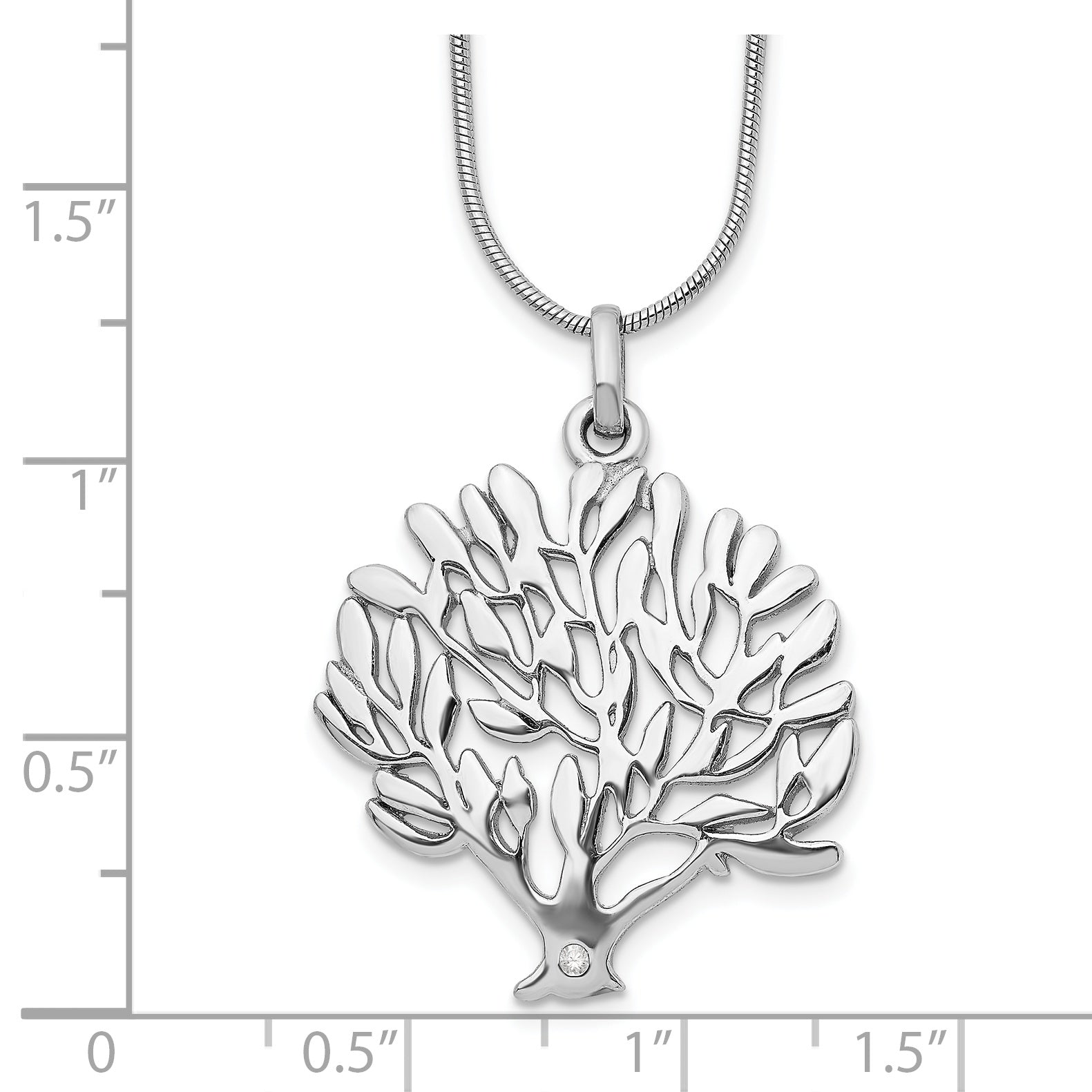 Sterling Silver Diamond Tree Pendant Necklace with Extender Gift Ready