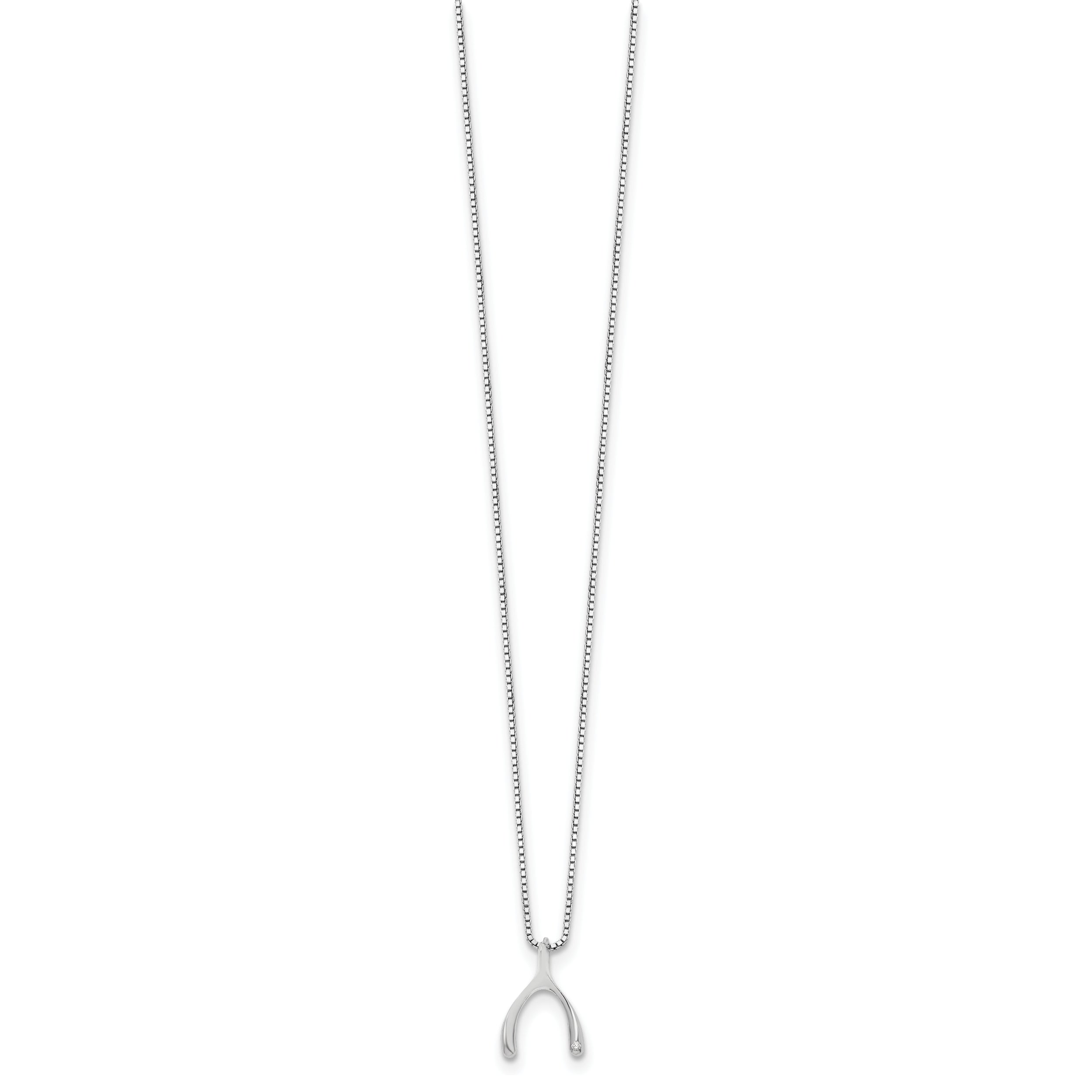 White Ice Sterling Silver Rhodium-plated 18 Inch Diamond Wishbone Slide Pendant Necklace with 2 Inch Extender