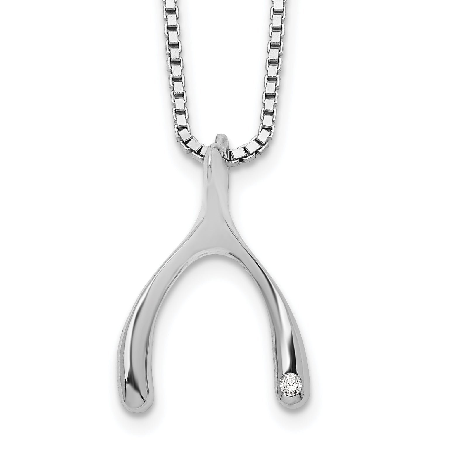 White Ice Sterling Silver Rhodium-plated 18 Inch Diamond Wishbone Slide Pendant Necklace with 2 Inch Extender