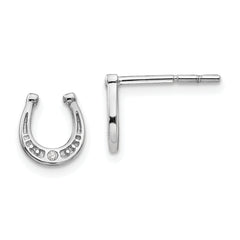 White Ice Sterling Silver Rhodium-plated Diamond Horseshoe Post Earrings