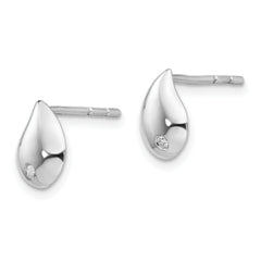 White Ice Sterling Silver Rhodium-plated Diamond Teardrop Post Earrings