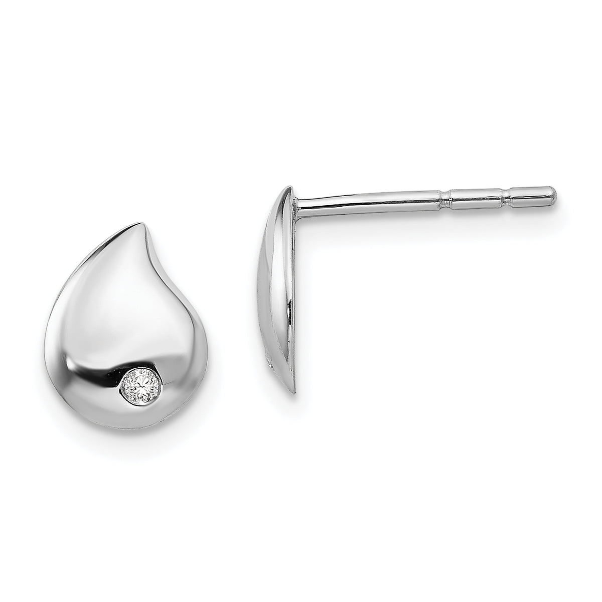 White Ice Sterling Silver Rhodium-plated Diamond Teardrop Post Earrings